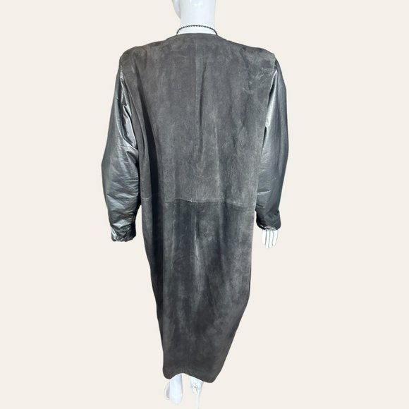 VINTAGE 80s' LOUIS-GUY GIROUX SUEDE/LEATHER/ASTRAKHAN FUR VEST & COAT (SZ 12) - Picture 5 of 16